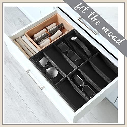 Amylove 4 Pcs Black Sunglass Organizer Trays 8 Grids Velvet Glasses Holder Jewelry Display Organizer Eyeglasses Storage Box Drawer - Image 6