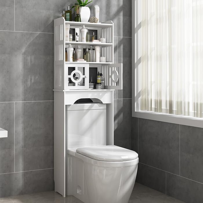 4-Tier Over The Toilet Storage Shelf,Over Toilet Organizer Rack, Above Toilet Shelf for Bathroom,Laundry,White by ILWorkTLs