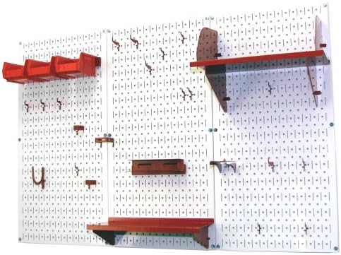 Wall Control Pegboard Organizer 4 ft. Metal Pegboard Standard Tool Storage Kit with White Toolboard and Red Accessories - Image 2