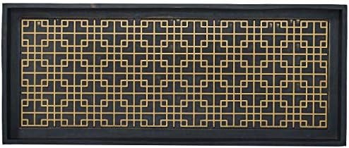 HF by LT Logan Design Deluxe Rubber Boot Tray, 34 x 14 inches, Heavy Duty Vulcanized Rubber, One-Piece Seamless Construction, Year Round Use Indoors or Outdoors, Black with Brushed Brass Finish by HFbyLT