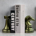 jinhuoba Decorative Bookends Chess Bookends, Aeneous Heavy Book Ends Stopper, Modern Book Ends for Shelves Office Home Desk Bookrack, 7"(L) x4(W) x7(H), 1Pair/2Piece by jinhuoba