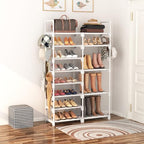 ROJASOP White Shoe Rack, Tall Metal Shoe Rack Organizer for Entryway Closet Garage, 8 Tier Large Shoe Shelf for 26-32 Pairs Boots & Shoes Storage, Space Saving Heavy Duty Shoe Stand - Image 2