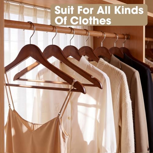 Wooden Hangers 30 Pack Solid Wood Hangers,Heavy Duty Coat Hangers for Closet, Wooden Clothes Hangers for Suits, Shirts, Pants, Jackets(Walnut) - Image 6