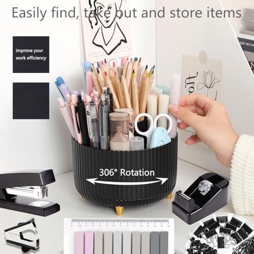 Office Supplies,Black Desk Accessories,Desk Organizer,Phone Stand,Scissors,Stapler,Tape Dispenser,Binder Clips,Staples,Staple Remover,Sticky Notes,Index Tabs,Clear Tape,Mini Box Cutter,Cool Pen.16pcs - Image 3