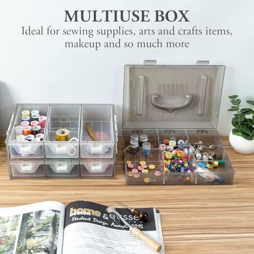 MyGift Smoke Gray Craft Storage Organizer Case, 24 Compartments & 6 Drawers - Image 4