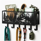 Custom Dog Leash Holder for Wall Pet Supply Organizer with Storage Basket by SIFZYJGN