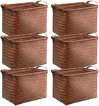 BROWNLILY Handwoven Clothes Basket Laundry Hampers Large Wicker Storage Baskets for Shelves Blankets Closet Storage Bins Car Bedroom Bathroom Organizers and Storage Bath (6, Brown) by BROWNLILY
