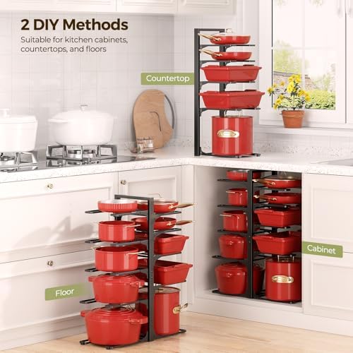 LAMU 10-Tier Heavy Duty Pots and Pans Organizer under Cabinet, 23.6" H - Image 3