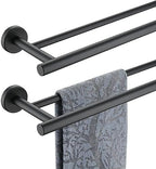 JQK Double Bath Towel Bar, Matte Black 33 Inch 304 Stainless Steel Thicken 0.8mm Towel Rack for Bathroom, Towel Holder Wall Mount, Useable Length 30 Inch 2 Pack, TB100L30-PB-P2 by Homeimprovement