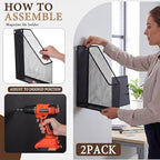 Sliner 2 Pack Metal Magazine Holder Black Mesh Steel Document Rack 1 Section File Organizer Extra Wide Magazine Folder Storage Desk Tidy for Office Home, 12.6”x 9.8”x 3” - Image 4