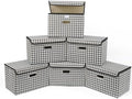 STOREONE Fabric Storage Cube Bins Foldable Organizer Container Collapsible Basket with Lids and Metal Handles, for Home, Bedroom, Closet 6 Pcs (Houndstooth) by STOREONE