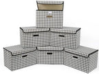 STOREONE Fabric Storage Cube Bins Foldable Organizer Container Collapsible Basket with Lids and Metal Handles, for Home, Bedroom, Closet 6 Pcs (Houndstooth) by STOREONE