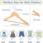 FairyHaus Kids Hangers 20 Pack 12.8 Inch, Natural Wooden Baby Childrens Hanger for Closet, Anti-Rust 360° Swivel Hook, Notches & Smooth Finish, Durable and Strong Wood for Toddler Clothes - Image 5