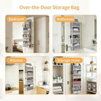 Over the Door Organizer, Door Storage Organizer with Large Capacity Pockets, Hanging Shelves for Bedroom, Closet, Dorm, Pantry (Grey, 5-Tier) - Image 5