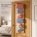 6-Shelf Hanging Closet Organizer With Drawers – Foldable 6 Tier Hanging Closet Shelves for Clothes, Shoes & Purse Hanging Storage Organizer with 3 Separable Drawers & 6 Large Mesh Pocket (Beige) - Image 6