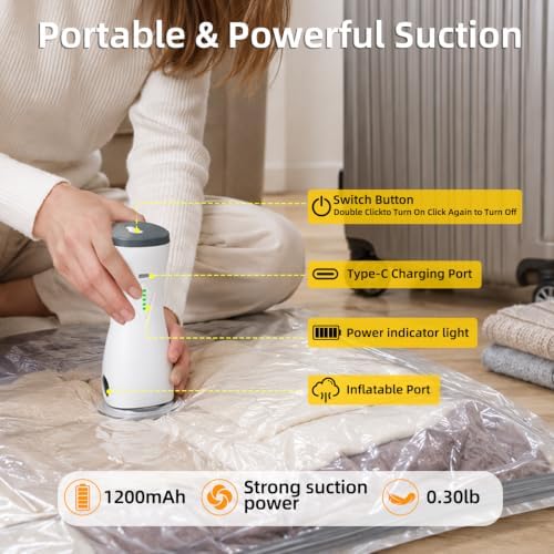 Rechargeable Air Pump Storage Bags 12Pack Travel Compression Bags - Image 6