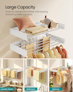 SONGMICS Clothes Drying Rack, Wall-Mounted, Foldable, with Storage Shelf - Image 5