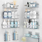 Liuoud 10 Pack Shower Caddy for Inside Shower Silver Bathroom Storage Decor by Liuoud
