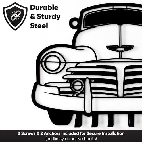 MOOH Metal Automotive Key Holder with 6 Hooks - Unique Wall Mounted Car Lovers Gifts for Men & Women - Cool Man Cave Decor - Image 4