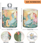 Qtip Holder Dispenser for Cotton Ball, Cotton Swab, Cotton Round Pads Clear Plastic Apothecary Blue Pink Unicorn Jar Set for Bathroom Canister Storage Organization, Vanity Makeup Organizer - Image 3