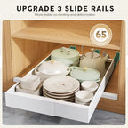 Seinloes 2 Pack Pull Out Cabinet Organizers 21" Deep With Raising Pad for Framed Cabinets, Expandable Width (9"-14") Slide Out Drawers Upgrade 3 Slide Rails, Roll Out Shelves Adhesive, White - Image 5