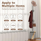 Coat Rack Freestanding, Coat Rack Stand with Umbrella Holder, Coat Tree, Coat Hanger Stand with 12 Hooks for Clothes Bag Hats, Hat Rack Hall Tree Coat Hanger Umbrella Stand for Entryway - Image 3