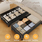 KITHELP Under Bed Storage Containers with Wheels, 2 Pack Underbed Shoe Storage Organizer with Removable Lids, Large Rolling Under Bed Storage Dresser Drawers for Clothes Toys Shoes Blankets - Image 6