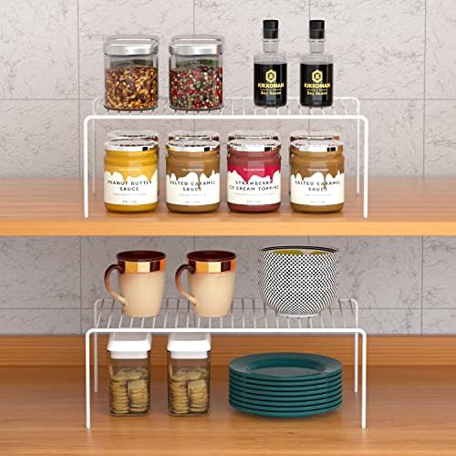 Kitchen Cabinet Shelf Organizer Set of 5, Large (15.7 x 9.4 inch) Metal Wire Pantry Storage Shelves, Dish Plate Racks for Cabinets, Freezer, Counter, Cupboard Organizers and Storage, White - Image 3
