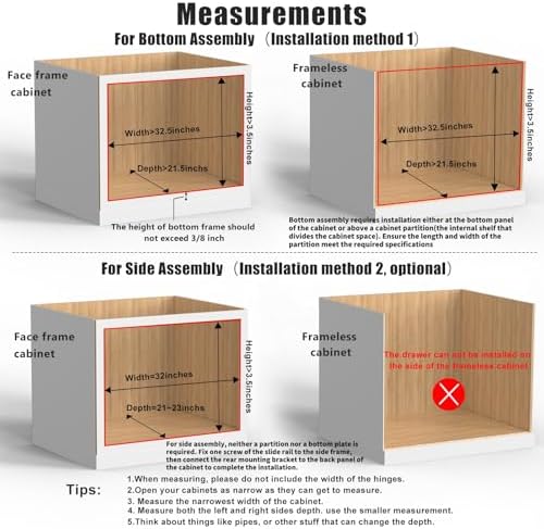 Mulush 32''W x 21''D x 3''H Pull Out Cabinet Drawer Soft Close Slide Out Wood Organizer for Kitchen, Finished, Bottom and Side Assembly (Wood Drawer Part Width is 31inch) - Image 4