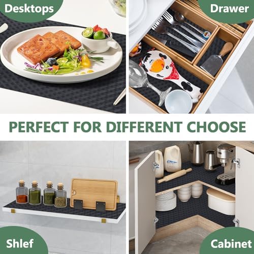 Shelf Liners, Non-Adhesive Drawer Liner, Waterproof & Oil-Proof Kitchen Cabinet Cupboard Liner Plastic EVA Material BPA Free Fridge Liner Mats Paper Protector for Shelves (Black/16in x 240in) - Image 6