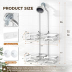 REINHARDT Split Shower Caddy Hanging for Handheld Showerheads, Silver - Image 6