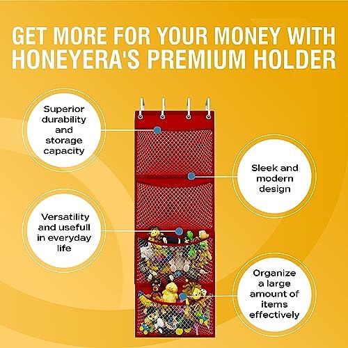 Honeyera Storage for Stuffed Animal - Over Door Organizer for Stuffies, Baby Accessories, and Toy Plush organizer/Easy Installation with Breathable Hanging Storage Pockets (SuperHero Red) - Image 6