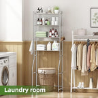 Ekisemio Over the Toilet Storage Cabinet, Metal 4 Tier Bathroom Shelves Over Toilet, Bathroom Oragnizer with 4 Hooks and Paper Holder, Chrome - Image 6