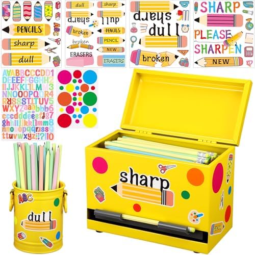 Mifoci 8 Pcs Pencil Dispenser for Classroom Stainless Steel, Yellow by Mifoci