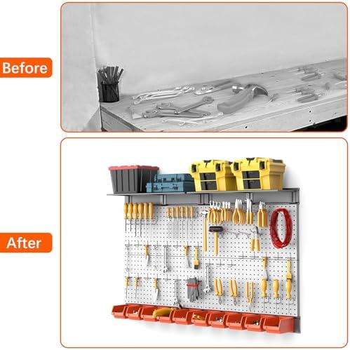 TORACK Metal Pegboard with Peg Board Hooks, Tools Storage Pegboard - Image 6