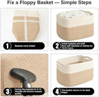 ICERZCZ Woven Cotton Rope Storage Baskets for Organizing & Shelves, Organization Bins for Dog Toys, Clothes, Books, Nursery Organizer, 15"x11"x9", Off White & Mixed Brown (4 Packs) - Image 7