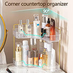 shuang qing 2-Tier Corner Bathroom Counter Organizer – Classic Storage Shelf for Makeup, Perfume & Toiletries, Space-Saving Countertop Tray Fits Bathroom, Dresser, Kitchen (Classic White) - Image 4