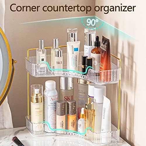 shuang qing 2-Tier Corner Bathroom Counter Organizer – Classic Storage Shelf for Makeup, Perfume & Toiletries, Space-Saving Countertop Tray Fits Bathroom, Dresser, Kitchen (Classic White) - Image 4