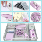 Purple Office Desk Accessories Set, Complete Supplies Kit with Organizer - Image 4