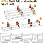 BOIVSHI Spice Organizer for Cabinet, Depth Adjustable Spice Rack, White - Image 4