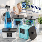 3+1+1 Pack Laundry Pods Container & Dryer Sheet Holder with Lid, Black - Image 5