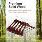 TOPIA HANGER Wide Shoulder Wooden Hangers, Suit Hangers with Non Slip Pants Bar & 360° Swivel Hook, Solid Wood Heavy Duty Coat Hanger, 6 Pack (Matte Cherry)-CT02C - Image 6