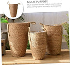 Large Seagrass Woven Basket for Plant Display Tall Pot Handle Multi-Purpose Desktop Planter for Home Decor - Image 7