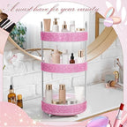 Honeydak Rotating Perfume Organizer Tray, 3 Tiers, Resin Diamond, Pink - Image 4