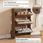 Shoe Storage Cabinet, Wood Shoe Organizer for Entryway with 3 Flip Drawers, Freestanding Shoe Rack with Adjustable Shelf, Narrow Shoe Dresser for Front Door Entrance (Walnut, Standard 3 Drawers) - Image 6