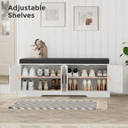 Homleke Shoe Storage Bench, 4 Doors & Thickened Padded Seat Cushion - Image 6
