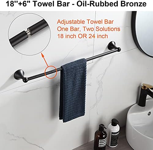 BGL Bathroom Hardware Set Oil-Rubbed Bronze Bath Towel Bars Adjustable Expandable Bathroom Accessory Set Towel Racks 8-Pieces Wall Mount - Image 2
