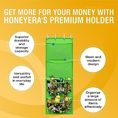 Honeyera Storage for Stuffed Animal - Over Door Organizer for Stuffies, Baby Accessories, and Toy Plush/Easy Installation with Breathable Hanging Pockets (Green) - Image 6