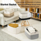 ICERZCZ Large Rectangle Blanket Basket, Large Storage Basket for Organizing, Cotton Rope Woven Basket for Storage with Handles, Baby Nursery Living Room Bedroom, 22”x17”x12”, 75L - Image 6