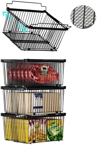 Large Freezer Organizer Bins for 5 to 9 Cu.Ft,Leak-Proof Bottom，4Pack by ANJUBAN